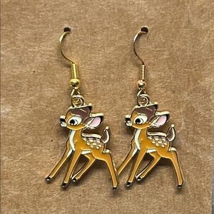 Bambi Gold Deer dangle Earrings